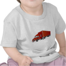Semi dibujo animado rojo del remolque del camión camiseta