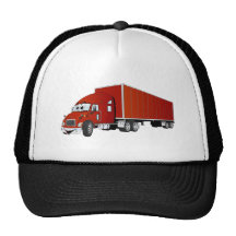Semi dibujo animado rojo del remolque del camión gorra