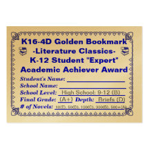 Señal de oro de K16-4D - literatura Classics-100ct Plantilla De Tarjeta De Negocio