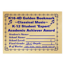 Señal de oro Music~ ~Classical 100ct de K16-4D Plantillas De Tarjetas Personales