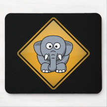 Señal de peligro del elefante del dibujo animado alfombrilla de ratón