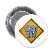 Señal de peligro del elefante del dibujo animado pins