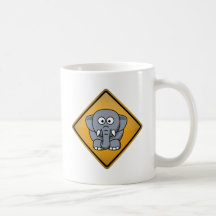 Señal de peligro del elefante del dibujo animado tazas
