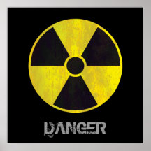 Señal de peligro radiactiva del Grunge - poster