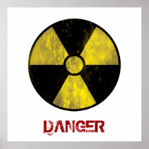 Señal de peligro radiactiva del Grunge - poster