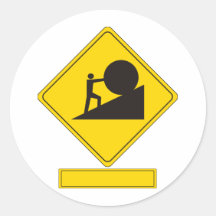 Señal de tráfico de Sisyphus Pegatina Redonda