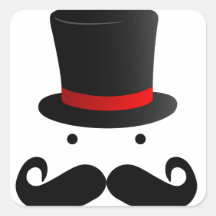 Señor divertido retro del hombre del bigote del bi calcomanía cuadrada