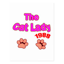 Señora 1988 del gato tarjeta postal