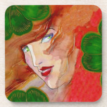 Señora afortunada Poker Shamrocks de la diosa irla Posavasos De Bebida