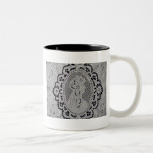 Señora bordada Madeira antigua Tazas