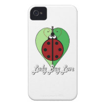 Señora Bug Love en blanco iPhone 4 Case-Mate Protector