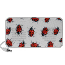 Señora Bugs, arte original: Insectos, blanco rojo Mini Altavoz