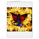 señora coa alas en el fuego tarjetas