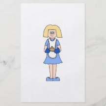 Señora con un plato caliente de la comida. En azul Tarjetón