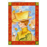 Señora de bolsita de té tarjetón