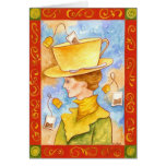 Señora de bolsita de té tarjetón