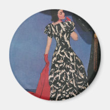 señora de la moda en imán negro y rojo