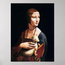 Señora de Leonardo da Vinci con un poster del armi