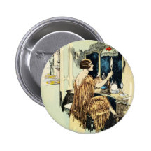 Señora de los años 20 del vintage en su tocador pin