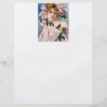 Señora de Nouveau del arte con las flores Flyer A Todo Color