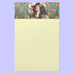 Señora de Nouveau del arte con las flores inmóvile papeleria