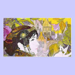 Señora de Nouveau del arte en un jardín tarjetas de negocio