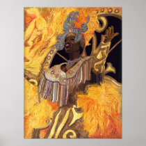Señora del amarillo del carnaval de Río Poster