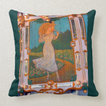 Señora del carrusel con el parasol almohada