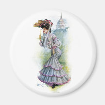 Señora del Victorian en vestido de la lavanda Iman Para Frigorífico