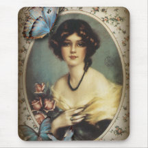 Señora elegante Fashion de París de la mariposa de Alfombrilla De Ratones