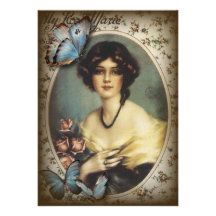 Señora elegante Fashion de París de la mariposa de Anuncio Personalizado