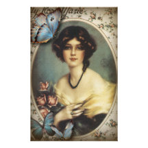 Señora elegante Fashion de París de la mariposa de Papelería