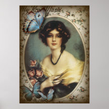 Señora elegante Fashion de París de la mariposa de Posters