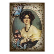 Señora elegante Fashion de París de la mariposa de Felicitaciones
