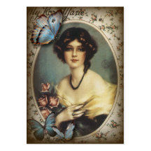 Señora elegante Fashion de París de la mariposa de Plantilla De Tarjeta De Visita