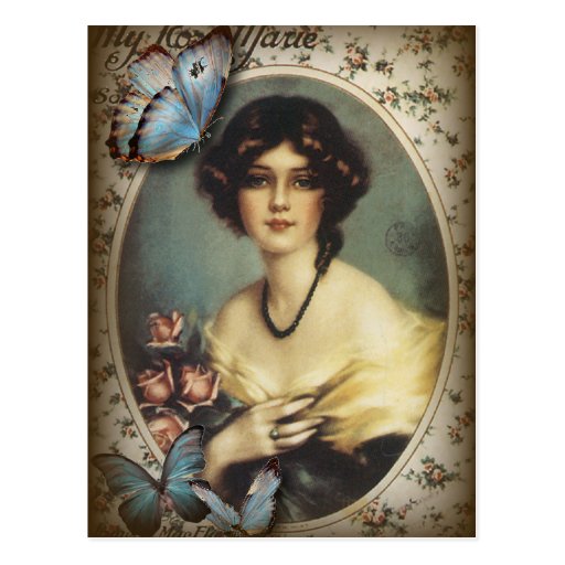 Señora elegante Fashion de París de la mariposa de Tarjetas Postales