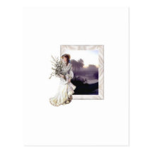Señora en blanco postal