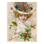 Señora encantadora del navidad postales