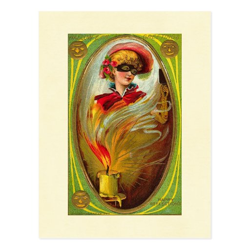 Señora enmascarada Halloween Greetings Postales