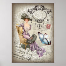 señora Fashion de París del vintage de la letra de Poster