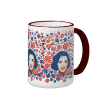 Señora floral de la tinta tazas