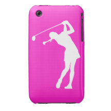 señora Golfer Silhouette White del iPhone 3 en ros Case-Mate iPhone 3 Cárcasa