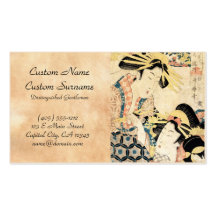 Señora japonesa fresca del geisha del ukiyo-e dos  plantillas de tarjetas personales