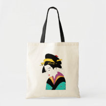 Señora japonesa Wearing Bright Kimono y pernos de  Bolsa