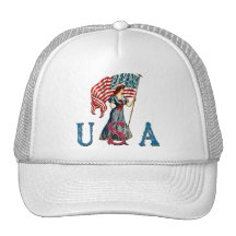 Señora Liberty Illustration del vintage en las cam Gorro De Camionero