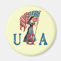 Señora Liberty Illustration del vintage en las cam Iman De Frigorífico