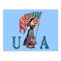Señora Liberty Illustration del vintage en las cam Postal