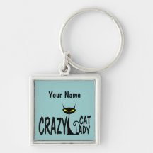 Señora loca del gato llaveros personalizados