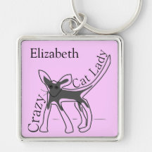 Señora loca Funny Cat Personalized Design del gato Llaveros Personalizados