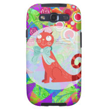 Señora loca Gifts Vibrant Colorful del gato del ga Galaxy S3 Funda